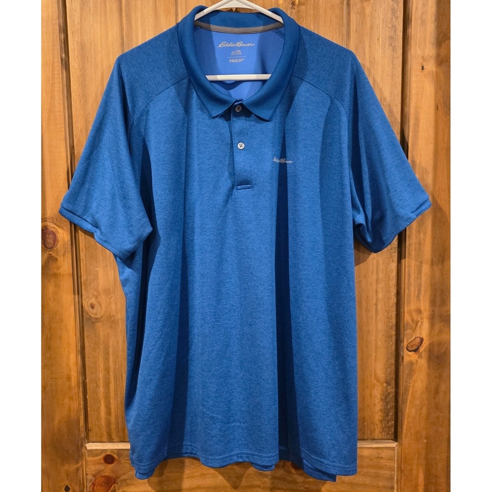 Eddie Bauer Mens Resolution Pro Short Sleeve Polo Shirt Blue 2XL Freedry Stretch